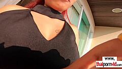 Oh yeah, petite Thai teen nympho, ride that big white cock outdoor like a pro!