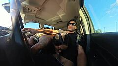 sucking big cock outdoors in public quickie from tn to ark with monster licks