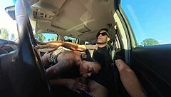 sucking big cock outdoors in public quickie from tn to ark with monster licks