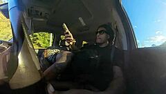 sucking big cock outdoors in public quickie from tn to ark with monster licks