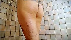 Giantess Shows Off Shaving Her Shaved Pussy In Shower With Careful Water Play