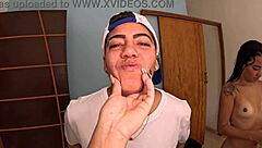 Brazilian Teen with Tight Shaved Pussy Joins Girls in Bathroom for First Time Juicy Cock Ride