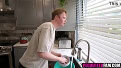 Hey, check out this blonde handling her partner's arousal in the bath with care!