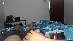 i spy on mom's friend while masturbating then dive into double penetration with anal creampie action