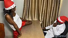 Ebony petite 18+ surprises her doctor with passionate office sex at Christmas.