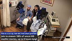 Human Guinea Pigs - Eliza Sheilds Curly Brunette in Latex Gloves and Shaved Pussy