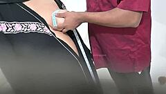 doctor performs routine check on hijab lady in hospital