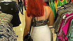 Brazilian prostitute enters my fitting room and gives outdoor public blowjob