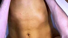 Stepfather and best friend shared a naughty laugh in the kitchen ending with passionate kisses