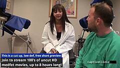 Human Guinea Pigs - Eliza Sheilds Curly Brunette in Latex Gloves and Shaved Pussy