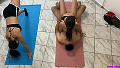 Yoga instructor trains two beautiful young Latinas then tricks them into intense anal with his monster cock