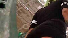 Mexican woman with big ass walks through the supermarket showing her curves