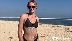 blonde amateur gets tied up on beach for gagging and intense face fucking session