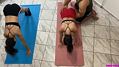 Yoga instructor trains two beautiful young Latinas then tricks them into intense anal with his monster cock