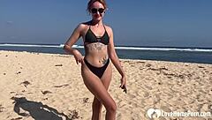 blonde amateur gets tied up on beach for gagging and intense face fucking session