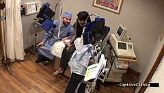 Human Guinea Pigs - Eliza Sheilds Curly Brunette in Latex Gloves and Shaved Pussy