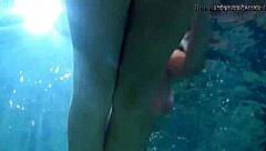 Hey, check out these bouncing tits on lesbians Katka and Barbara getting wild in the pool underwater!