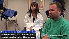 Human Guinea Pigs - Eliza Sheilds Curly Brunette in Latex Gloves and Shaved Pussy