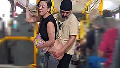 In a bold public fantasy, the slutty student flashes her ass on the bus and gets a cumshot outdoors.