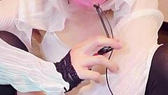 masked beauty crossdresser masturbates while streaming!