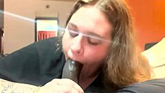 Crazy sloppy toppy blowjob from tall fat bbw with big black cock in interracial doggystyle bdsm