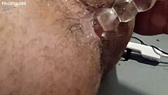 Bold belly chubby solo masturbation with dildo toys