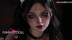 dark devilish nurse sex doll gets fucked on halloween from uloversdoll in cosplay uniform at hospital with monster patient