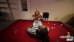 White bbw bent over pool table taking bbc deepthroat and doggystyle