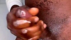 Powerful Ninja Man Strokes Massive Black Cock Until Explosive Cumshot