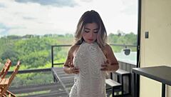 Beautiful Young Colombian Woman Rides Big Cock Outdoors with Cum in Mouth