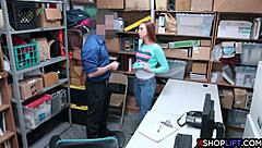 Redhead Shoplifter Teen Rough Smashed By Mall Cop