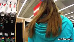 stunning czech beauty gets seduced in store then pounded hard in pov