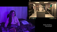 Brunette bbw with big natural tits strips naked in remastered play through part 3