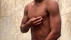 Amateur Soapy Dick Massage Shower Cumm Nearly Got Caught