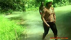 Ebony african wife fucks her pastor during water baptism in close up creampie doggystyle with monster big cock