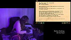 Brunette bbw with big natural tits strips naked in remastered play through part 3