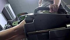 Horny Bbw Teen with Big Natural Tits Masturbates and Squirts on Gym Bench in Public Locker Room