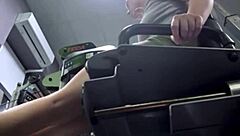 Horny Bbw Teen with Big Natural Tits Masturbates and Squirts on Gym Bench in Public Locker Room