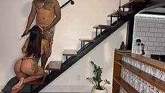 hey, the neighbor's woman loves when i rub cream and fuck her on the stairs in cowgirl and missionary