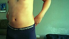 Nerdy Guy Strips Underwear And Jerks Massive Cock