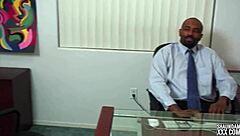 Blonde milf pornstar with big tits sucks big black cock in interracial roleplay blowjob trailer