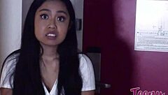 i'm pounding brunette luna mills missionary style with deepthroat blowjob until creampie fills her tight wet pussy. she swallows every drop in bed quickie.