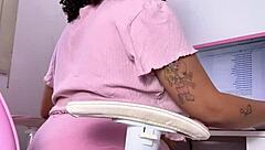 Curvy Ebony Babe Farting and Eating in Homemade Solo Fetish Display