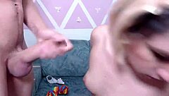 Huge giant cock dominates naughty Colombian latina throat in rough deepthroat group banging.