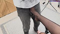 busty milf in cocktail dress and pantyhose gets creampied