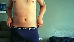 Nerdy Guy Strips Underwear And Jerks Massive Cock