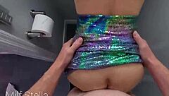 club slut milf refuses condom in bathroom fuck - milf stella