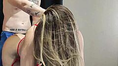 Hey, watch Cleo Cadillac pay the electrician with a wild blowjob and squirting machine action.