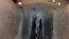 Homemade Ebony Solo Masturbation with Bent Over Ass and Pussy Lips Teasing Until Creampie Finish
