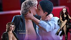 Big tits milf in fishnets and cosplay costume flashes boobs during outdoor public upskirt at cinema